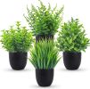 Fake Plants 4 Packs Artificial Plants Small Faux Plants Black Bathroom Accessories for Bathroom Home Kitchen Coffee Table Office Desk Decor Indoor