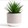 Farmhouse Desk Plant | 8" Small Artificial Plants in Pots | Handmade Cement Pot with Small Fake Plant | Decorative Plants for Office, Bathroom