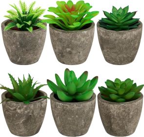 Succulents Plants Artificial Set of 6 Small Realistic Fake Succulent Plant in Pots Realistic Faux Greenery Plants Potted for Home Office Desk Indoor B
