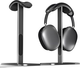 Headphone Stand for Airpods Max with Sleep Mode Aluminum Headphone Holder with Anti-Slip Base & Protective Leather Pad for Home/Game Room/Shop Headpho