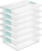 6-Pack Clip Box, Stackable Clear Plastic Bins with Latching Lids, Large - Writing, Arts or Crafts Supplies Storage Containers for Home, Office