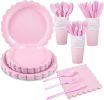 175 Pcs Pink Plates and Napkins