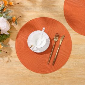 Round Placemats Set of 6 Polyester 15 inch Round Braided Place Mats Washable Non Slip Kitchen Dining Table Mats Autumn Fall Placemats Decor