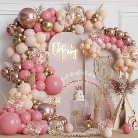 Blush Pink Rose Gold Balloon Arch Kit - 144 PCs Dusty Light Pink Nude Rose Gold Metallic Gold Confetti Balloons for Girls Women Birthday Bridal Shower