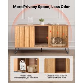 Cat Litter Box Enclosure Furniture, 47.2 in Hidden Litter Box Cabinet with Scratch Pad & Storage, Waterproof Cat Washroom End Table Cat House
