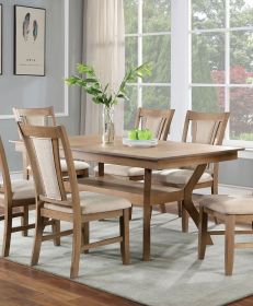 Modern Natural Tone Dining Table w Open Lower Shelf 1pc Rectangle Table Kitchen Dining Room Furniture