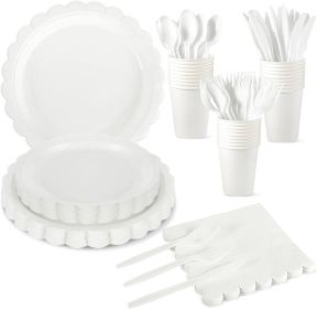 175 Pcs White Paper Plates and Napkins