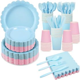 350 Pcs Baby Gender Reveal Plates and Napkins