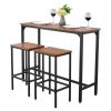 Bar Table, 3PCS 47″ Bars Tables Set, Bar Tables and Chair Set with Rounded Edge Design, Rectangular Pub Table with Two Stools for Office Desk