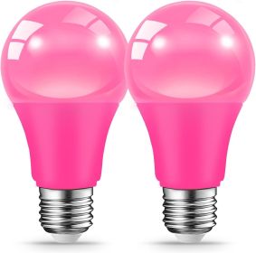 LED Pink Light Bulbs for Outdoor Indoor, 9W(60W Equivalent) E26 Base Pink Bulb, Wedding,Party,Bar,Porch,Holiday Lighting,Home Decor, 2-Pack