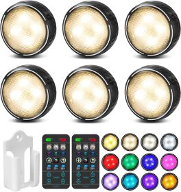 LED Puck Lights with Remote Control, Battery Operated Wireless Closet Light, Under Cabinet Lighting Stick on Tap Push Lights
