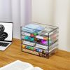 2 Pack Acrylic Storage Drawers With 6 Drawers,Stackable Desk Organizer and Makeup Organizer,Large Clear Office Supplies Organizer for Pen,Stationary