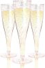 24 Piece Plastic Champagne Flutes Plastic Wine Glasses with Rose Gold Glitter - Cocktail Glasses for Parties - Party Supplies for Mimosa Bar, Wedding
