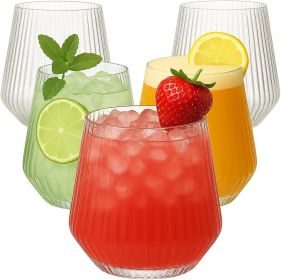 40 count Origami Ripple Unbreakable Stemless Plastic Wine Champagne Whiskey Glasses Elegant Durable Disposable Indoor Outdoor Ideal for Home, Office