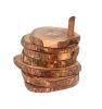 Choixe Hand-Carved Olive Wood Coaster Set with Holder, 7-Piece Heat-Resistant Rustic Drink Coasters for Wooden Table Protection