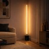 Prism Brassed Gold LED Floor Lamp with On/Off Switch Faux Marble Base