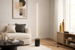 Prism Brassed Gold LED Floor Lamp with On/Off Switch Faux Marble Base