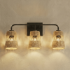Moonlit Three Lights Wall Sconce With Rattan Shade, Bathroom Lighting Fixtures Over Mirror