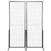 2' x 5.6' Grid Wall Panels Tower, 2 Packs Wire Gridwall Display Racks with T-Base Floorstanding, Double Side Gridwall Panels for Art Craft Shows