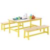 Kids Table and Bench Set, Toddler Table and Chair Set of 3, Wood Activity Table for Art, Craft, Reading, Learning