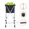 Foldable Tennis Ball Hopper, Holds 180 Tennis Balls, Lightweight Aluminum Alloy Tennis Ball Basket Cart with Wheels, Removable Bag, Carry Bag