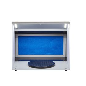 Airbrush Spray Booth, Portable Hobby Airbrush Paint Spray Booth Kit with 4 LED Light, Powerful Dual Exhaust Fans, Turntable and 6 ft Extension Hose