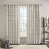 Plaid Rod Pocket and Back Tab Curtain Panel with Fleece Lining Natural 50x95"