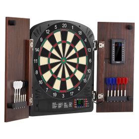 Dartboard and Cabinet Set, Ready-to-Play Bundle Dartboard Cabinet Set, Hideaway Cabinet Features Electronic Scoring, Easy Assembly