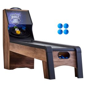 9' Roll and Score Classic Arcade Game Table, Indoor Skeeball Machine Game Set with LED Electronic Scorer, Sound