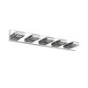 32" Modern Chrome 5-Light LED Vanity Light, Square Acrylic Lampshades Wall Mount Fixture for Bathroom, Mirror Lighting