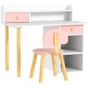 Kids Study Desk with Storage, Kids Desk and Chair Set for Bedroom & Study Room, Girls Boys Aged 3-8 Years, Pink