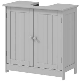 Bathroom Vanity Cabinet, Under Sink Bathroom Cabinet with 2 Doors and Adjustable Shelf, Light Gray