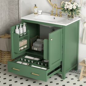 30 Inch Bathroom Vanity with Single Sink, Combination Under Counter Sink, Bathroom Storage Cabinet with 2 Doors and a Drawer, Soft Closure