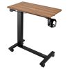 Overbed Table, Mobile Bed Side Table with 4 Wheels, Electric Lifting with Upgrade Button, Rolling Laptop Desk with Cup Holder