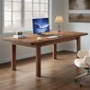 63-Inch Executive Desk, Large Office Computer Desk with  Wood Legs, Simple Farmhouse Study Writing Desk Workstatio
