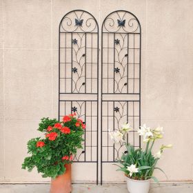 2 Pack Metal Garden Trellis 86.7" x 19.7" Rustproof Trellis for Climbing Plants Outdoor Flower Support Black