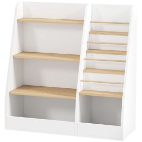 4 Tier Kids Bookshelf and Toy Storage Organizer with Book Rack, for Living Room, Kids Room, Playroom, Bedroom, White