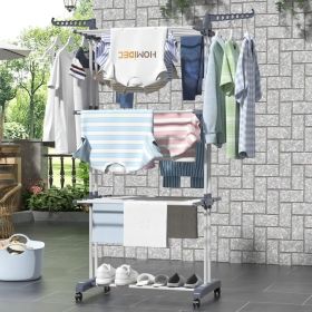 Clothes Drying Racks - 4-Tier with Wheels, Foldable Space-Saving Laundry Dry Rack for Home & Patio (67.7 Inch, Gray)