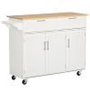 Rolling Kitchen Island, Kitchen Cart on Wheels with 2 Storage Drawers, 3 Door Cabinets and Towel Rack for Dining Room (White, 3-Doors)