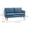 55" Loveseat Sofa for Bedroom, Modern Love Seats Furniture with Button Tufting, Upholstered Small Couch for Living Room, Small Space, Dark Blue