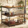 3 Tier L-Shaped Bar Unit Liquor Bar Table with Wine Glasses Holder Home Pub Counter Corner Bar Shelf Storage Rack for Kitchen