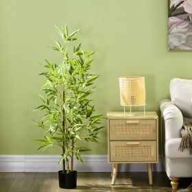 4ft Indoor Artificial Bamboo Plant with Pot Fake Greenery for Home Office Living Room Decor