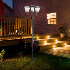 Triple Head Outdoor Lamp Post Lights Solar Powered Vintage Street Lamp for Backyard Garden Pathway Driveway 72 Inch