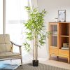 2-Pack 6ft Indoor Artificial Bamboo Plant with Pot Fake Greenery for Home Office Living Room Decor