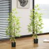 2-Pack 4ft Indoor Artificial Bamboo Plant with Pot Fake Greenery for Home Office Living Room Decor