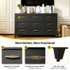 9 Drawer Dresser for Bedroom, Metal Profile Chest of Drawers, Black Bedroom Dresser with Storage Drawers for Closet, Hallway, Entryway