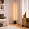 Prism Brassed Gold LED Floor Lamp with On/Off Switch Faux Marble Base