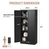 61" Black Metal Kitchen Pantry Cabinet Adjustable Storage with 4 Shelves (110lb Capacity), Heavy Duty Freestanding Pantry Organizer for Kitchen