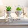 2 PCS Unique Artificial Plants Succulents Office Decor for Women and Men, Small Fake Plants with Human-Shaped Pots