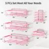 5 Pack Shower Caddy Organizer Rack Shelf for Inside Shower, Adhesive Bathroom Wall Storage Basket Rustproof Stainless Steel Shampoo Holder